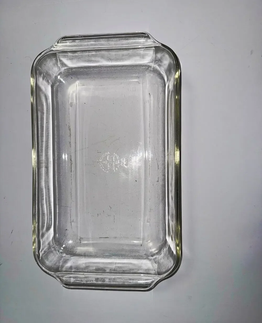 Vintage Fire King Anchor Hocking Clear Glass Rectangular Baking Pan 2 QT 431 USA